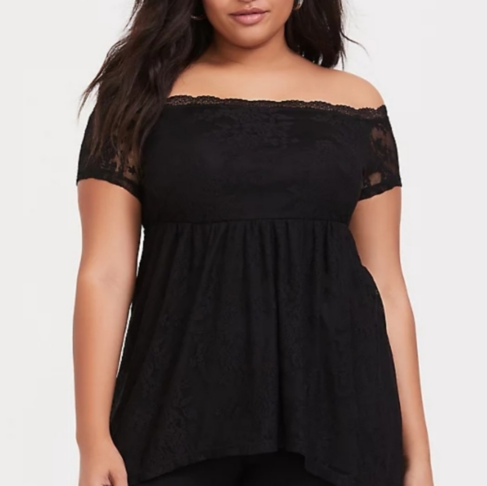 Torrid off the shoulder babydoll top